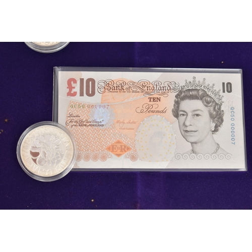 34 - QUEEN ELIZABETH CORONATION ANNIVERSARY CROWN & BANKNOTE COLLECTION, to include Banknotes £5, £10, £2... 