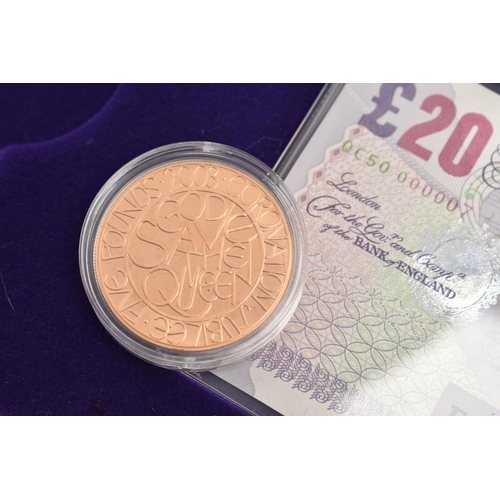 34 - QUEEN ELIZABETH CORONATION ANNIVERSARY CROWN & BANKNOTE COLLECTION, to include Banknotes £5, £10, £2... 