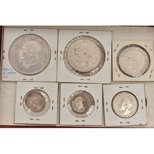 38 - A 1927 SET OF PROOF COINS, to include wreath Crown, Half-crown, Florin, Shilling, Sixpence, Three pe... 