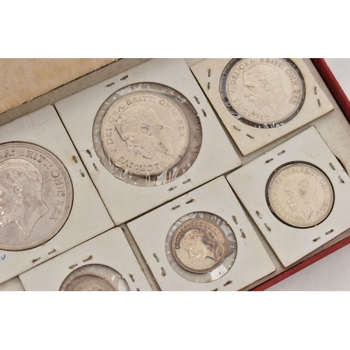 38 - A 1927 SET OF PROOF COINS, to include wreath Crown, Half-crown, Florin, Shilling, Sixpence, Three pe... 