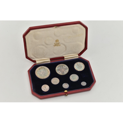 39 - A SILVER PROOF SPECIMEN SET UK 1911 HALFCROWN - MAUNDY PENNY, attractive toning A/FDC in Royal Mint ... 