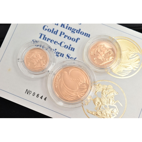 4 - THE 1995 UNITED KINGDOM GOLD PROOF THREE COIN SOVEREIGN SET, to include a Double Sovereign, 15.98 gr... 