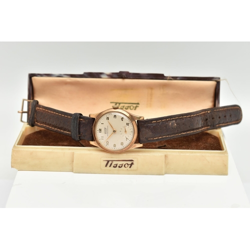 56 - A GENTS BOXED 'TISSOT' WRISTWATCH, manual wind, round silver dial signed 'Tissot Antimagnetique', Ar... 