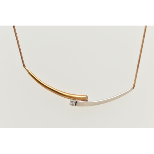 115 - A 9CT GOLD 'ROYAL MINT' 'CONNECTIONS COLLARETTE' NECKLACE, a bicolor bypass style necklace, flush se... 