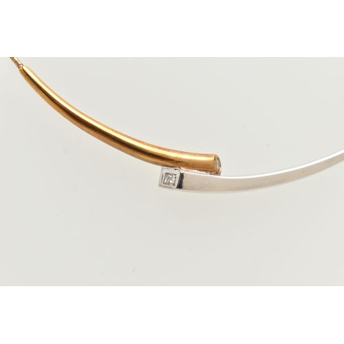 115 - A 9CT GOLD 'ROYAL MINT' 'CONNECTIONS COLLARETTE' NECKLACE, a bicolor bypass style necklace, flush se... 