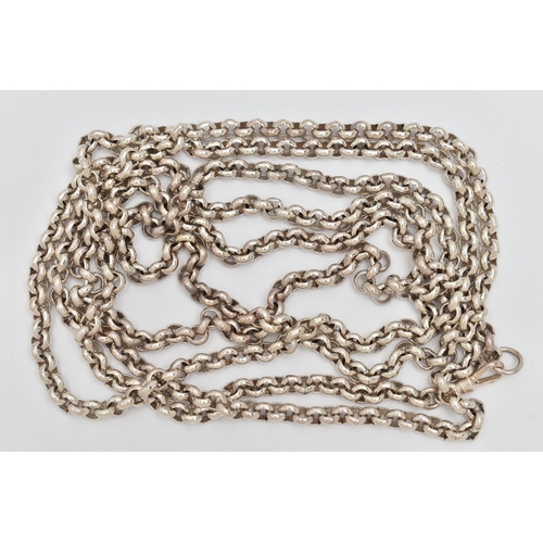 136 - A SILVER LONGUARD CHAIN, a belcher style chain, fitted with a lobster clasp, approximate length 1890... 