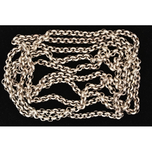 136 - A SILVER LONGUARD CHAIN, a belcher style chain, fitted with a lobster clasp, approximate length 1890... 