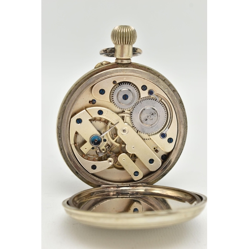 94 - A GOLIATH POCKET WATCH, manual wind, round white dial, large Roman numerals, subsidiary dial at the ... 