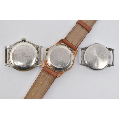 99 - THREE GENTS WATCHES, to include a gold plated 'Allaine' automatic watch, textured silver dial, Arabi... 