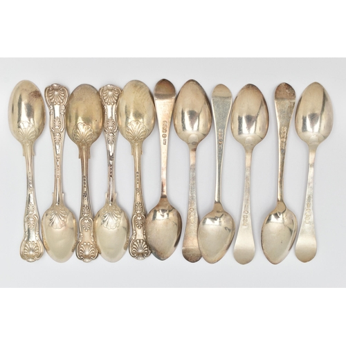 188 - TWO SETS OF MID VICTORIAN SILVER TEASPOONS, to include a set of six Scottish silver teaspoons with b... 