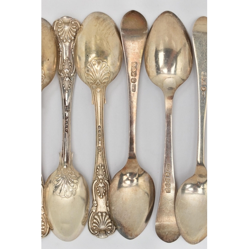 188 - TWO SETS OF MID VICTORIAN SILVER TEASPOONS, to include a set of six Scottish silver teaspoons with b... 