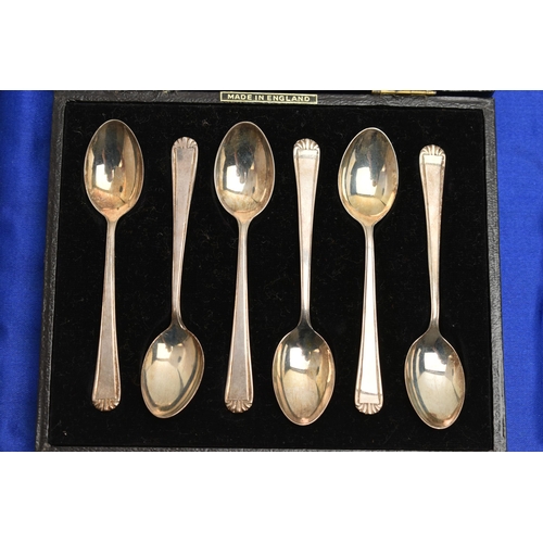 190 - SIX CASED SETS OF CUTLERY, to include two cased sets of silver teaspoons, a cased set of six silver ... 