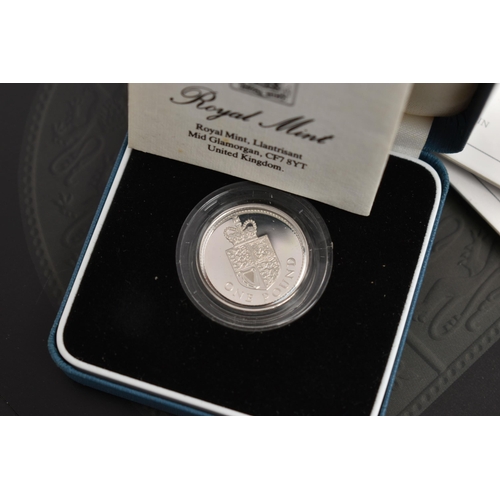 212 - A RED BOX OF ROYAL MINT SILVER AND SILVER PROOF COINS TO INCLUDE 17 BRITANNIA COINS (Some with Marks... 