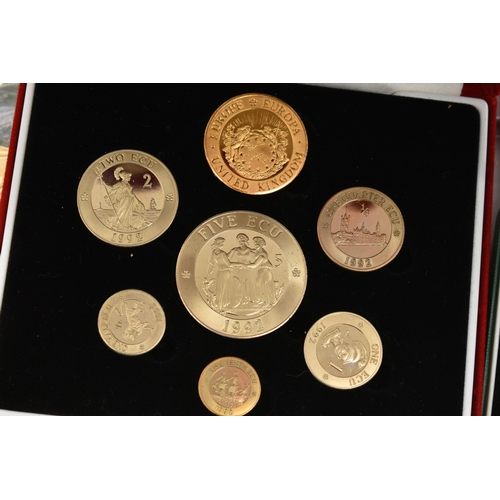 212 - A RED BOX OF ROYAL MINT SILVER AND SILVER PROOF COINS TO INCLUDE 17 BRITANNIA COINS (Some with Marks... 