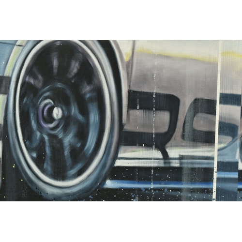 320 - KRIS HARDY (BRITISH 1978) 'PORSCHE 911 III', a contemporary depiction of a speeding supercar, signed... 