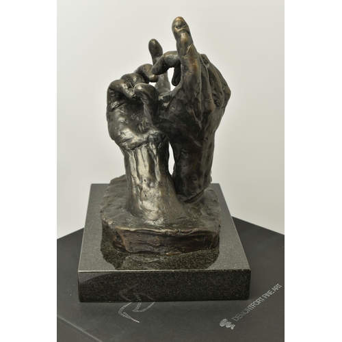 325 - ROLF HARRIS (AUSTRALIAN 1931) 'INTUITION' a limited edition bronze sculpture of a pair of hands 235/... 