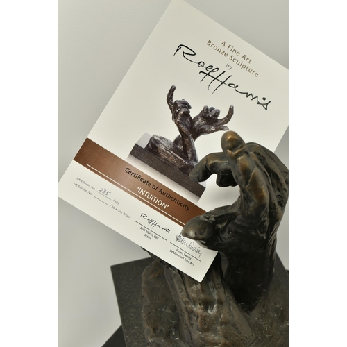 325 - ROLF HARRIS (AUSTRALIAN 1931) 'INTUITION' a limited edition bronze sculpture of a pair of hands 235/... 