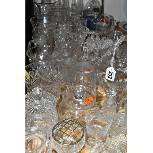 333 - A GROUP OF CUT CRYSTAL AND GLASSWARE, a Royal Brierly 'Fuchsia' pattern bud vase, a collection of sa... 