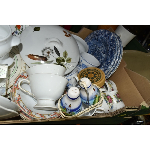 335 - FOUR BOXES AND LOOSE CERAMICS AND GLASSWARE, to include a Mats Jonasson Signature Collection paperwe... 