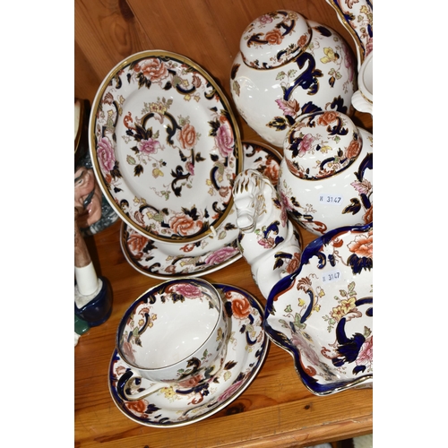 358 - A LARGE QUANTITY OF MASON'S MANDALAY PATTERN TABLEWARE, comprising a fruit bowl (cracked and crazed)... 