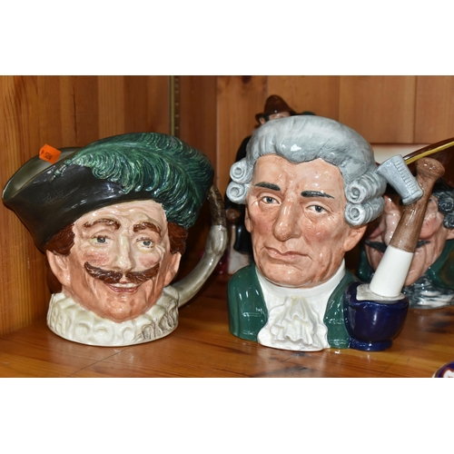 359 - A COLLECTION OF ROYAL DOULTON CHARACTER JUGS, to include 'Dick Turpin', 'Apothecary', 'The Cavalier'... 