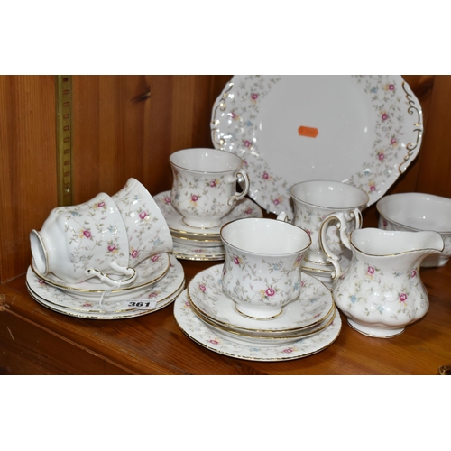 361 - A PARAGON 'FIRST CHOICE' PATTERN TEA SET, comprising cake plate, five cups, sugar bowl, milk jug, si... 