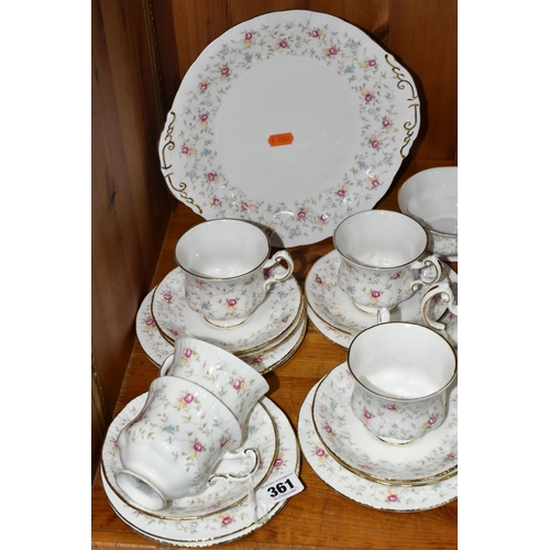 361 - A PARAGON 'FIRST CHOICE' PATTERN TEA SET, comprising cake plate, five cups, sugar bowl, milk jug, si... 