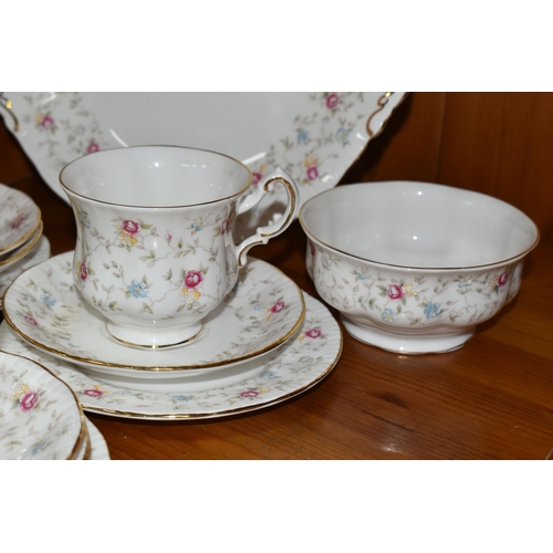 361 - A PARAGON 'FIRST CHOICE' PATTERN TEA SET, comprising cake plate, five cups, sugar bowl, milk jug, si... 