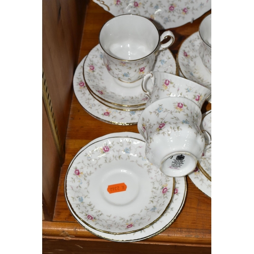 361 - A PARAGON 'FIRST CHOICE' PATTERN TEA SET, comprising cake plate, five cups, sugar bowl, milk jug, si... 