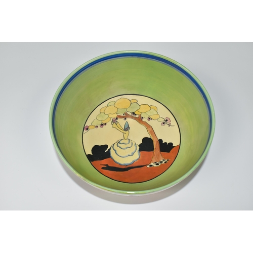 367 - A CLARICE CLIFF 'APPLIQUE IDYLL' CRINOLINE LADY FRUIT BOWL, diameter 21cm, black printed backstamp -... 