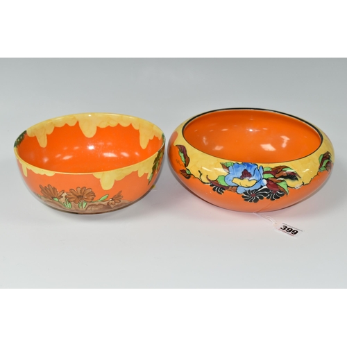 399 - TWO WILKINSON LIMITED BOWLS IN THE INDIAN SUMMER AND MEMORY LANE PATTERNS, printed and painted decor... 