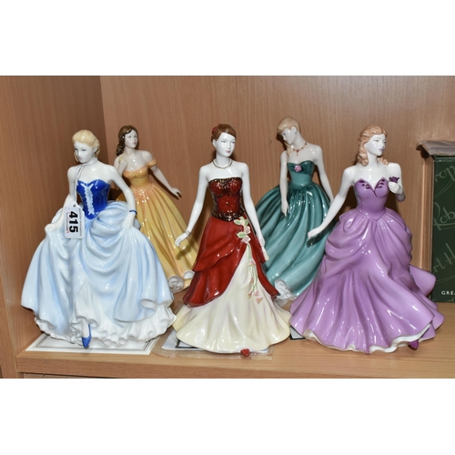 415 - FIVE ROYAL DOULTON FIGURE OF THE YEAR LADIES, comprising Classics 2002 'Sarah' HN3978, 2003 'Elizabe... 