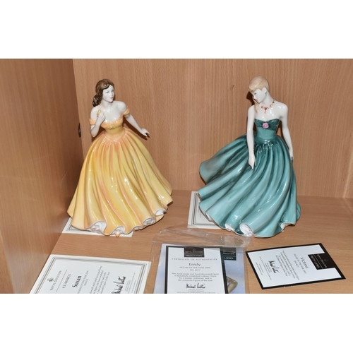 415 - FIVE ROYAL DOULTON FIGURE OF THE YEAR LADIES, comprising Classics 2002 'Sarah' HN3978, 2003 'Elizabe... 