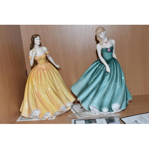 415 - FIVE ROYAL DOULTON FIGURE OF THE YEAR LADIES, comprising Classics 2002 'Sarah' HN3978, 2003 'Elizabe... 