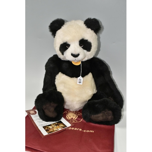 416 - A CHARLIE BEAR PANDA 'MONIUM' CB131394, exclusively designed by Isabelle Lee, height approx. 58cm, w... 