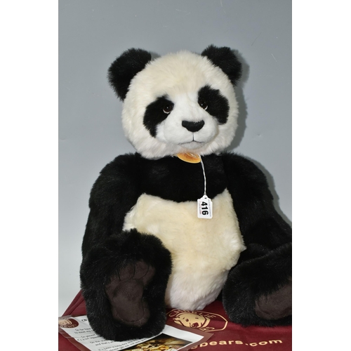 416 - A CHARLIE BEAR PANDA 'MONIUM' CB131394, exclusively designed by Isabelle Lee, height approx. 58cm, w... 