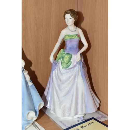 419 - FIVE ROYAL DOULTON FIGURE OF THE YEAR LADIES, comprising 1996 'Belle' HN3703 (no certificate), 1997 ... 