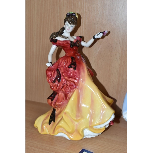 419 - FIVE ROYAL DOULTON FIGURE OF THE YEAR LADIES, comprising 1996 'Belle' HN3703 (no certificate), 1997 ... 