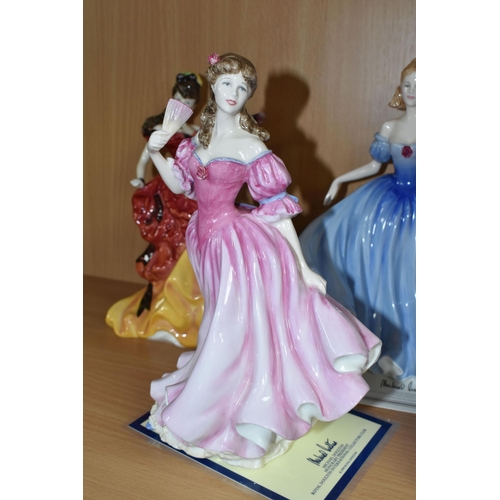 419 - FIVE ROYAL DOULTON FIGURE OF THE YEAR LADIES, comprising 1996 'Belle' HN3703 (no certificate), 1997 ... 