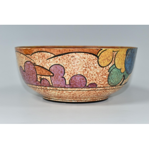 428 - A CLARICE CLIFF BIZARRE CAFÉ AU LAIT AUTUMN BOWL, brown and black bands to Café au Lait bowl interio... 