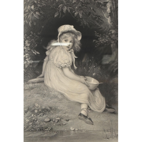 430 - JOHN EVERETT MILLAIS (1829-1896) 'LITTLE MISS MUFFETT', an engraving depicting a young girl, bears a... 