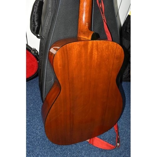 434 - A 1970s MOUNTAIN ACOUSTIC GUITAR, Model F100,  made in Japan; Back and sides: mahogany, Top: natural... 