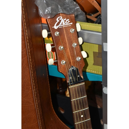 450 - AN EKA ITALIAN ACOUSTIC GUITAR AND CASE, comprising a Model VI six string guitar having mahogany ven... 