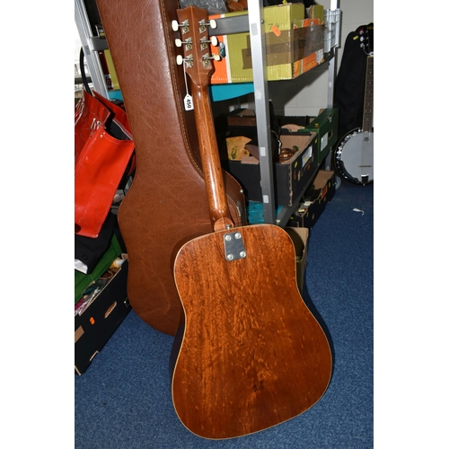 450 - AN EKA ITALIAN ACOUSTIC GUITAR AND CASE, comprising a Model VI six string guitar having mahogany ven... 