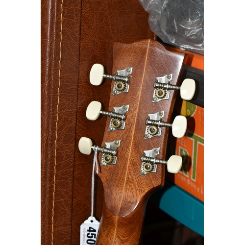 450 - AN EKA ITALIAN ACOUSTIC GUITAR AND CASE, comprising a Model VI six string guitar having mahogany ven... 