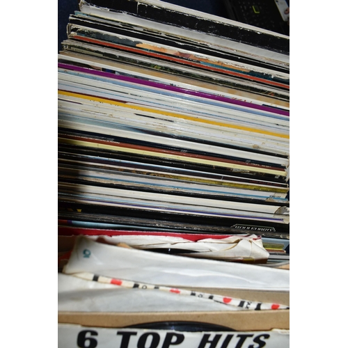 474 - ONE BOX OF L.P AND SINGLE RECORDS, approximately one hundred L.P records to include artists Elvis, T... 