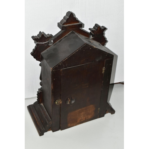 483 - A AMERICAN MANTEL CLOCK, made by The Ansonia Clock Company - New York, a stained pine, striking gong... 