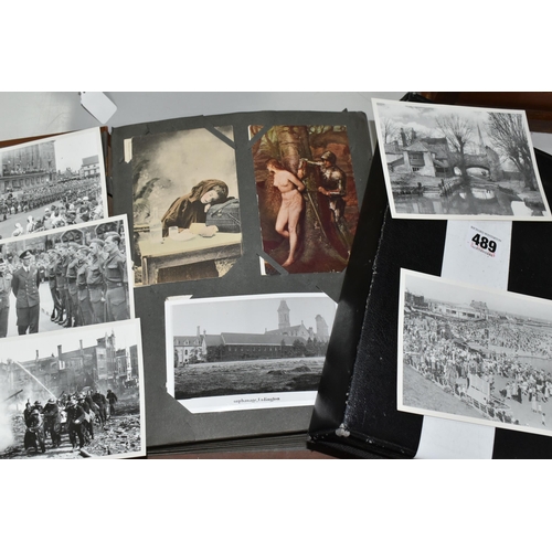 489 - TWO POSTCARD ALBUMS one album contains a miscellaneous collection of approximately 284 early-late 20... 