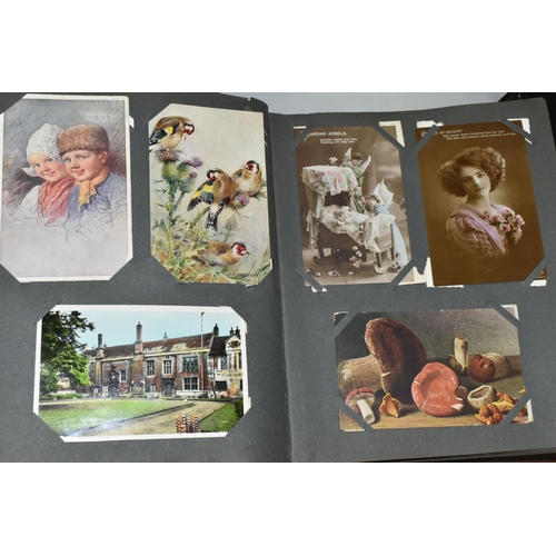 489 - TWO POSTCARD ALBUMS one album contains a miscellaneous collection of approximately 284 early-late 20... 