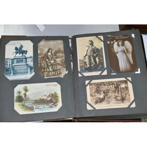 489 - TWO POSTCARD ALBUMS one album contains a miscellaneous collection of approximately 284 early-late 20... 